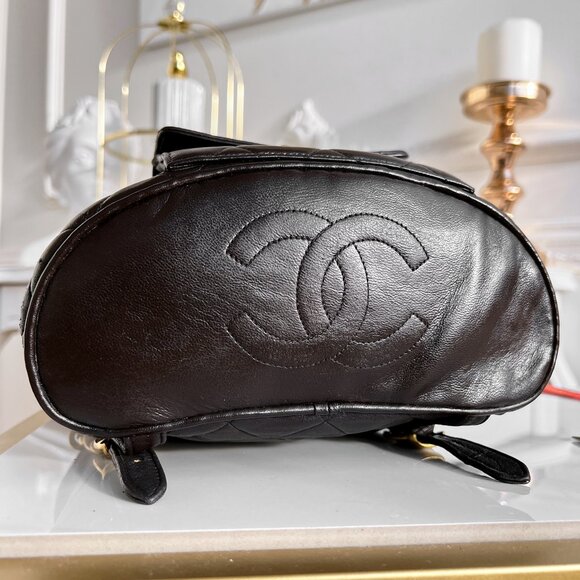 Authentic Chanel Backpack Matelasse Daypack Brown Leather Duma B0879 - Picture 11 of 16